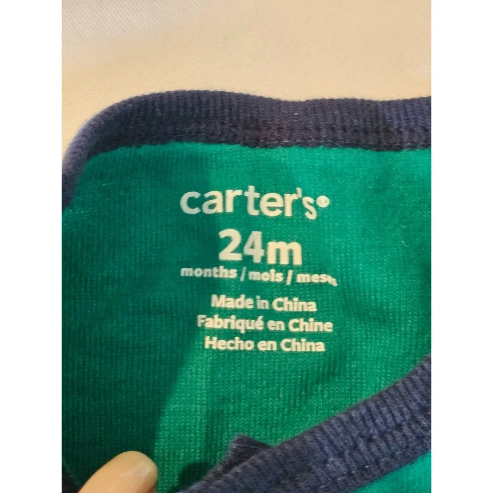 CARTERS - BABY BOY PLANE SNAP-UP ROMPER, GREEN 24 months